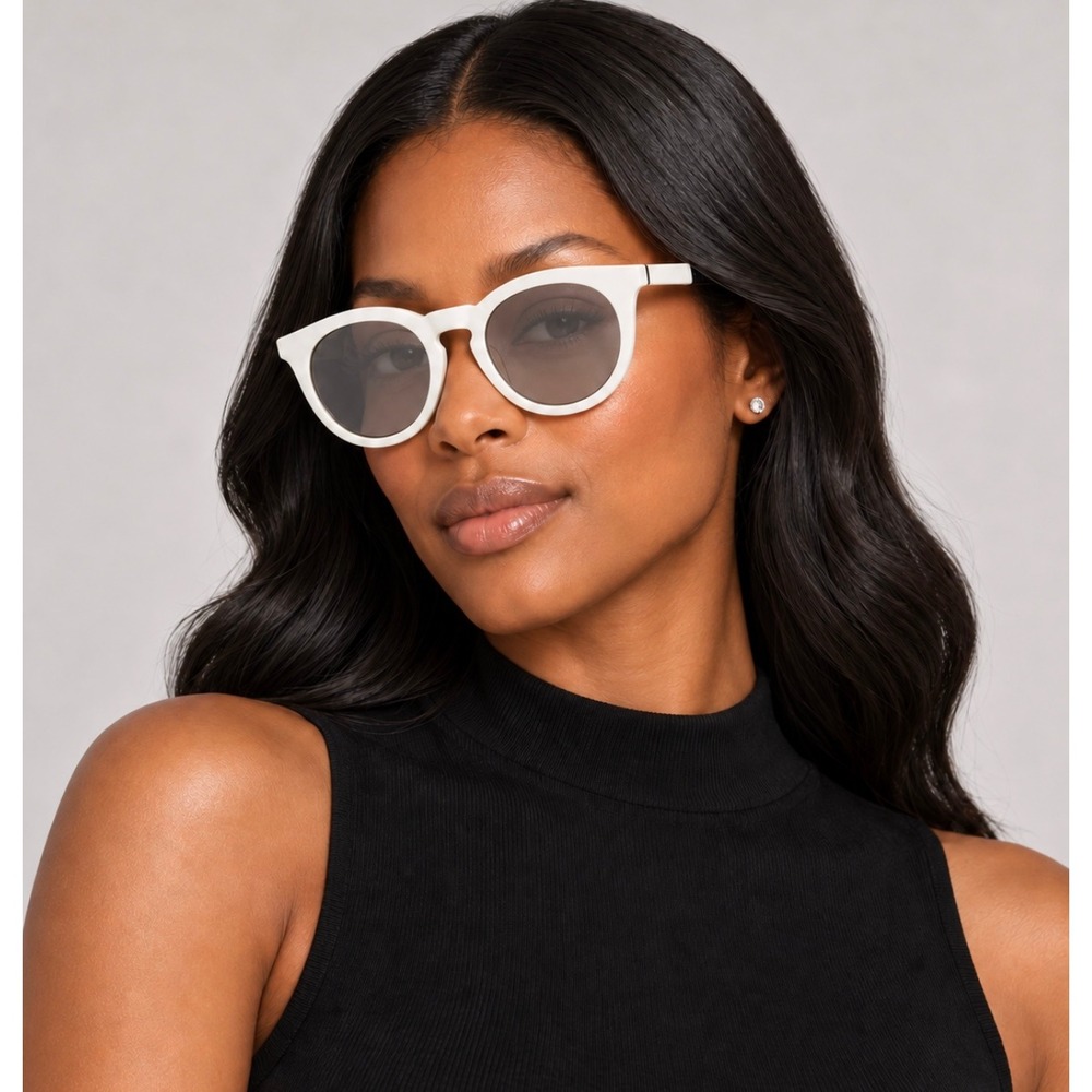 Moncler Odeonn ML0291 21C White Black Round Sunglasses Unisex